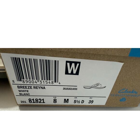 Clarks Size 8 M Women's White Breeze Reyna Cloudsteppers Flip-Flop Sandals - Picture 2 of 9